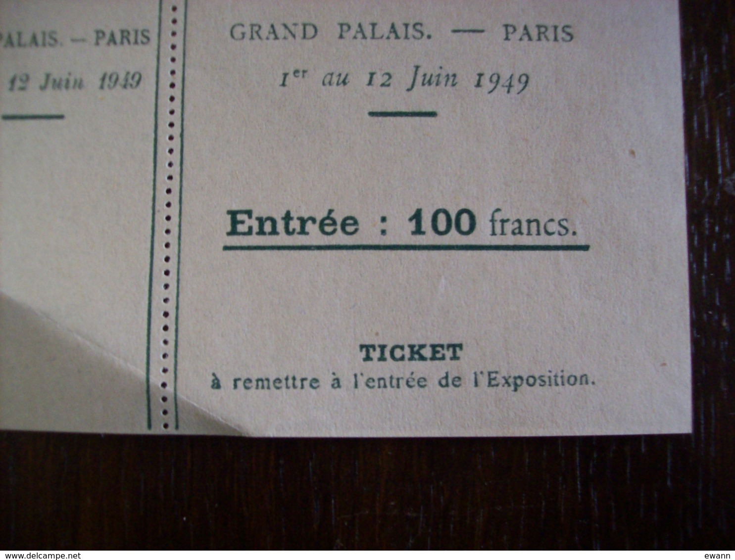 Billet D'entrée - Centenaire Du Timbre-Poste Français - Grand Palais, Paris - 1949 - Tickets D'entrée