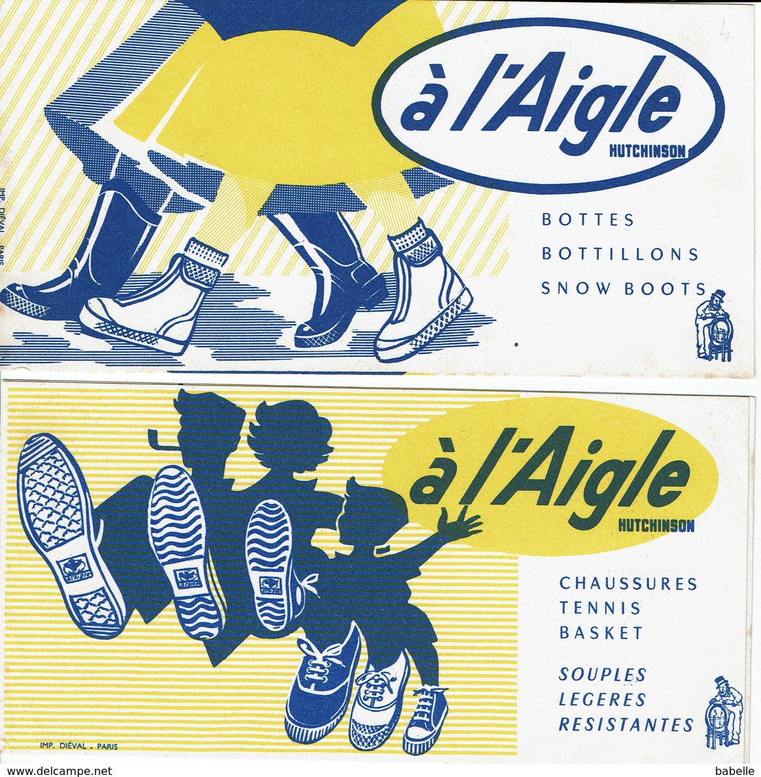 2 BUVARDS " A L'AIGLE " Bottes, Botillons, Chaussurs, Tennis ...etc .... - Papeterie