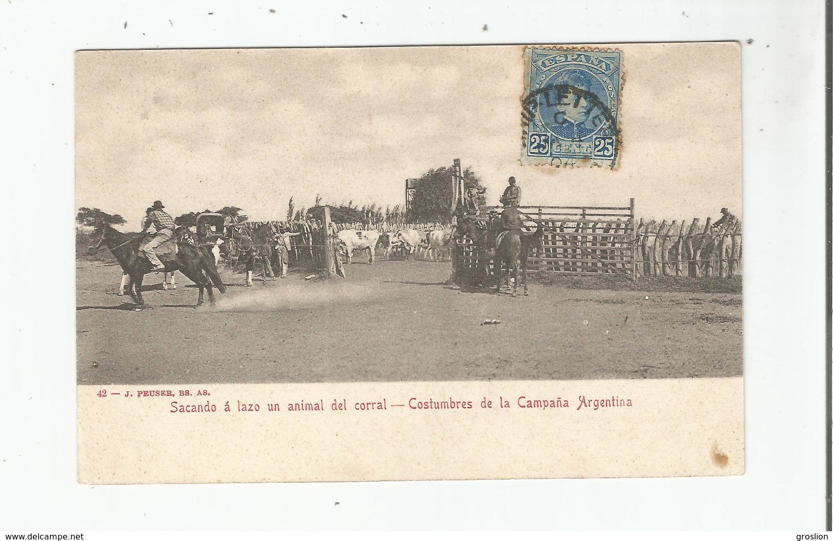 COSTUMBRES DE LA CAMPANA ARGENTINA 42 SACANDO A LAZO UN ANIMAL DEL CORRAL - Argentine