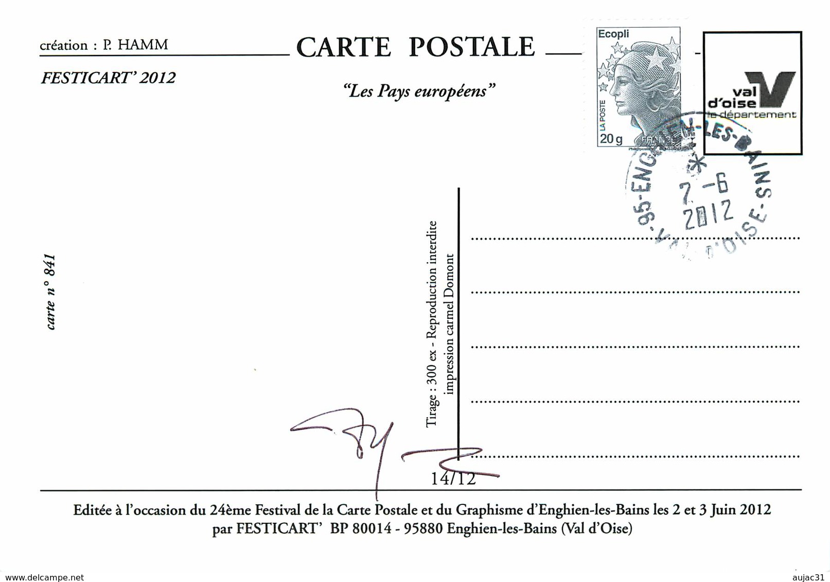 Illustrateurs - Illustrateur P. Hamm - Enghien Les Bains - Les Pays Européens - Italie - Autographe - Signature - Hamm