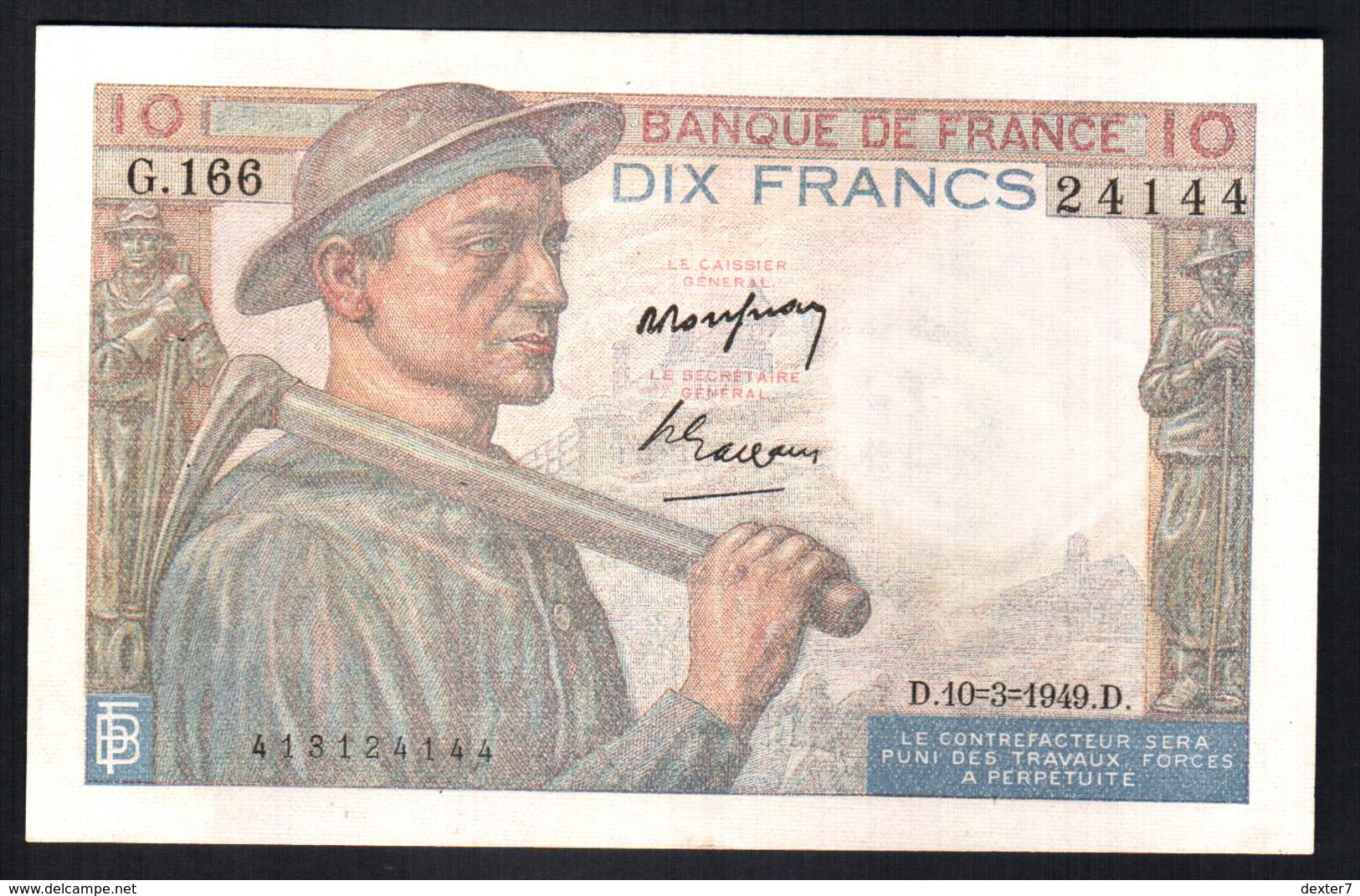 France 10 Francs Mineur 1949 10 Francia - 10 F 1941-1949 ''Mineur''