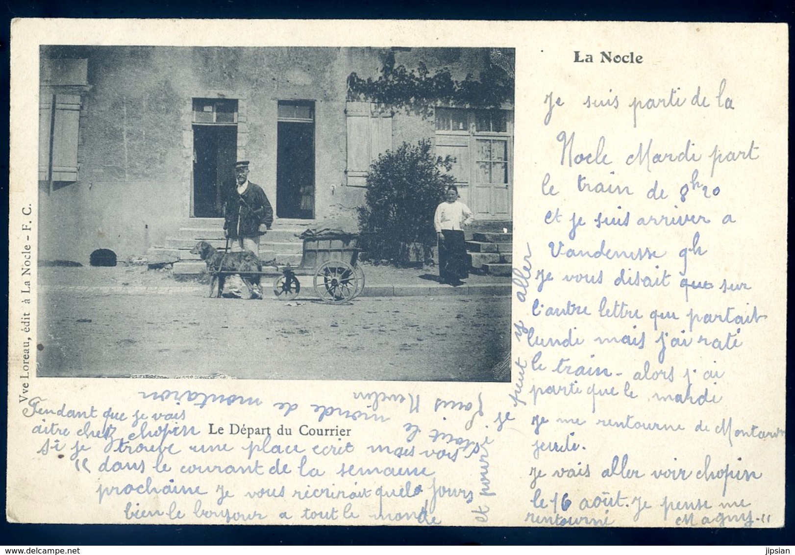 Top Cpa Du 58 La Nocle Charrette à Chien Départ Du Courrier Facteur Attelage  Carte Rare   GX15 - Autres & Non Classés