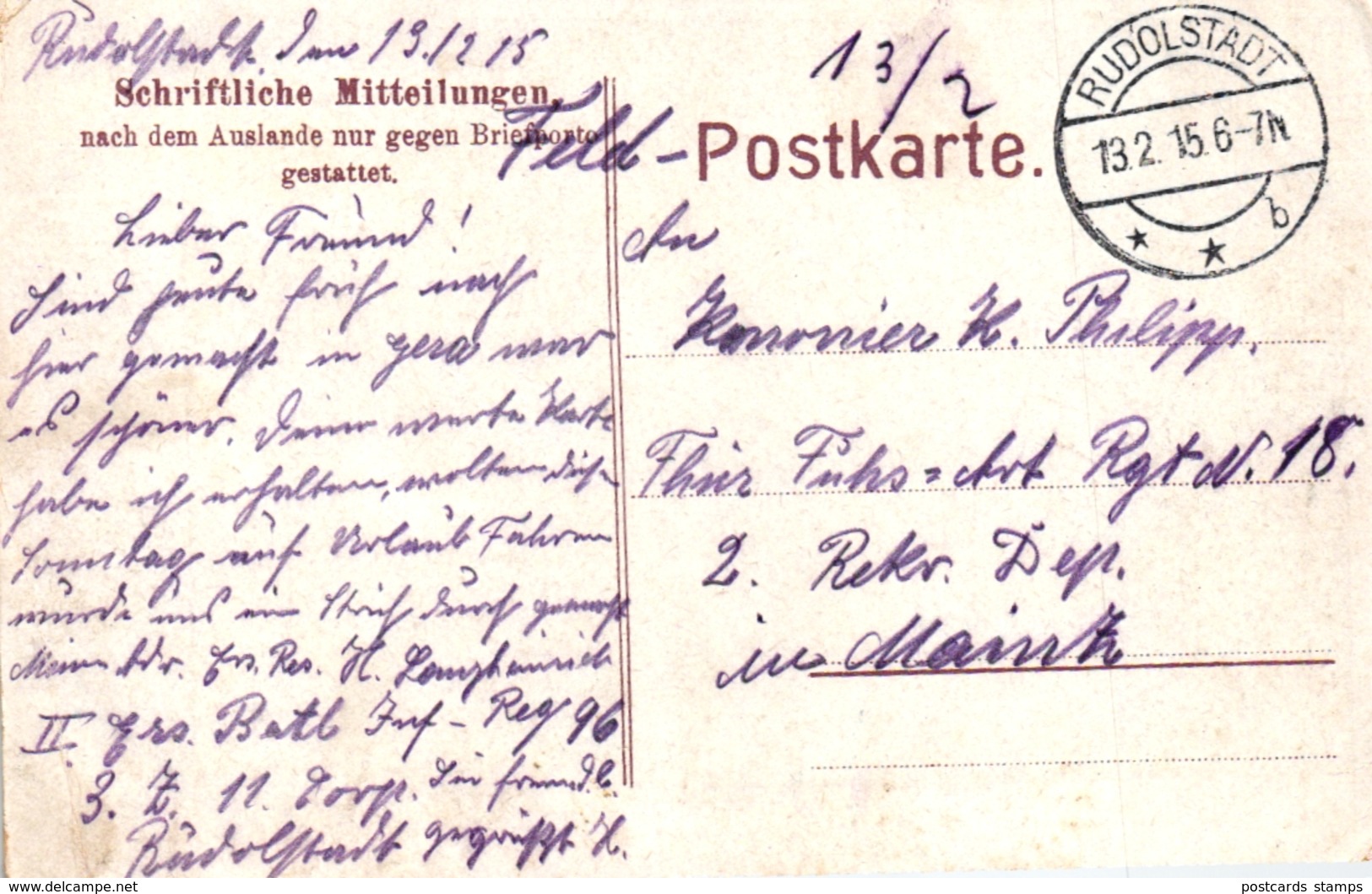 Rudolstadt, Markt, Markttag, Feldpost 1915 - Rudolstadt