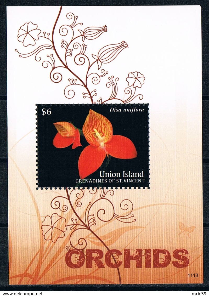 Bloc Sheet Fleurs Orchidees  Flowers Orchids Neuf MNH ** Union Island Grenadines Of St Vincent 2011 - Orchidées