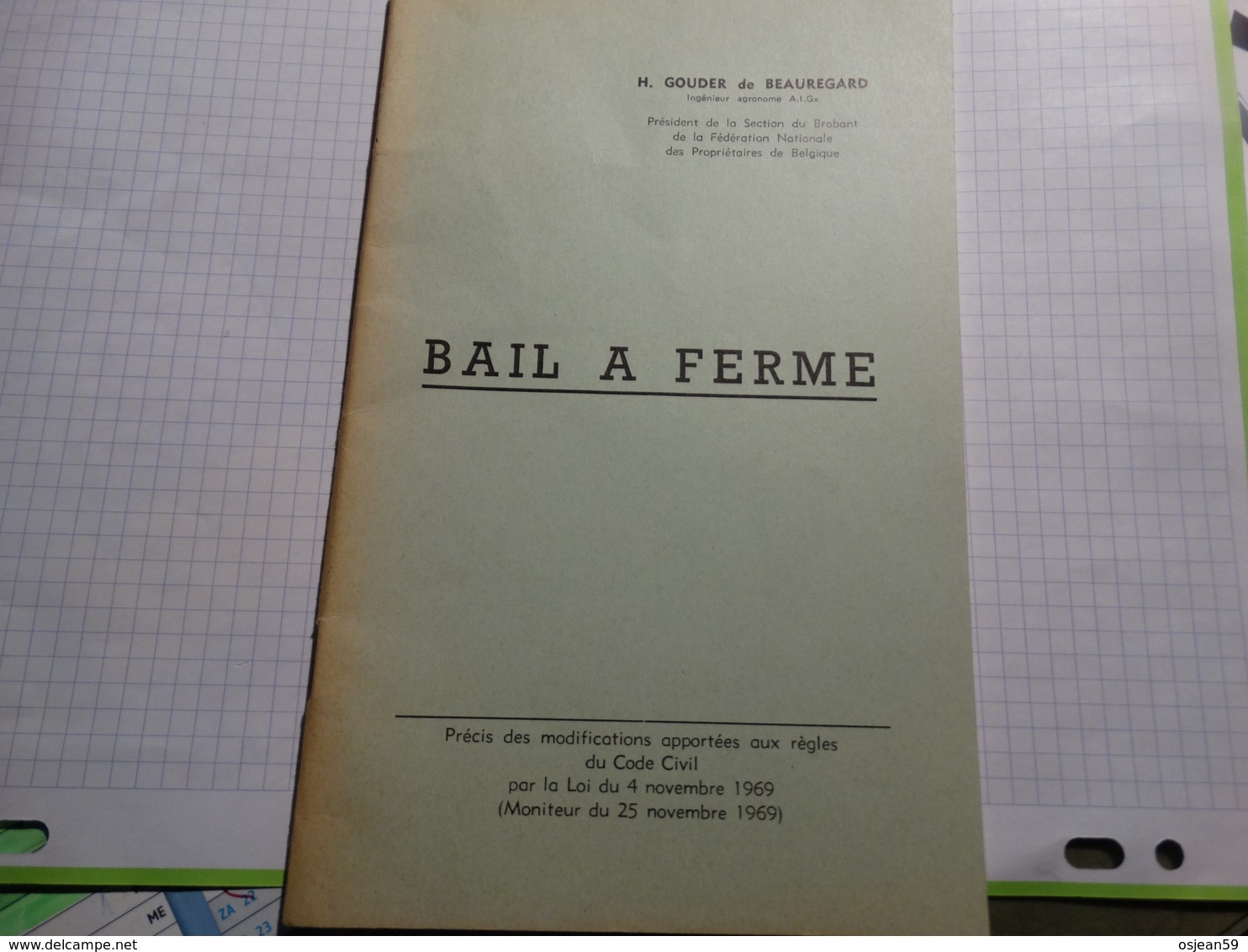 Bail à Ferme.H.Gouder De Beauregard.30 Pages. - Derecho