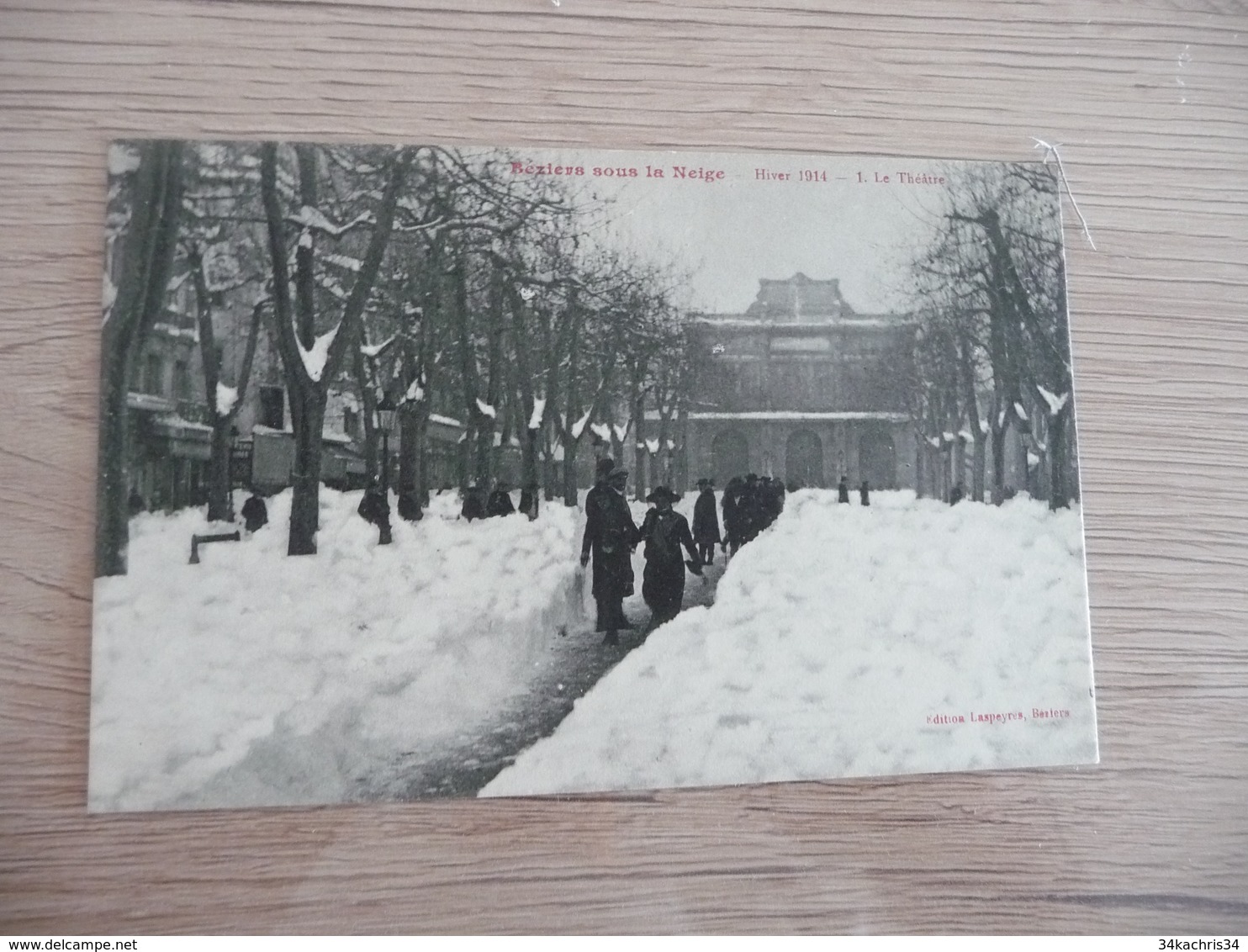 CPA 34 Hérault Béziers Sous La Neige Hiver 1914 N°1 Le Théatre - Beziers