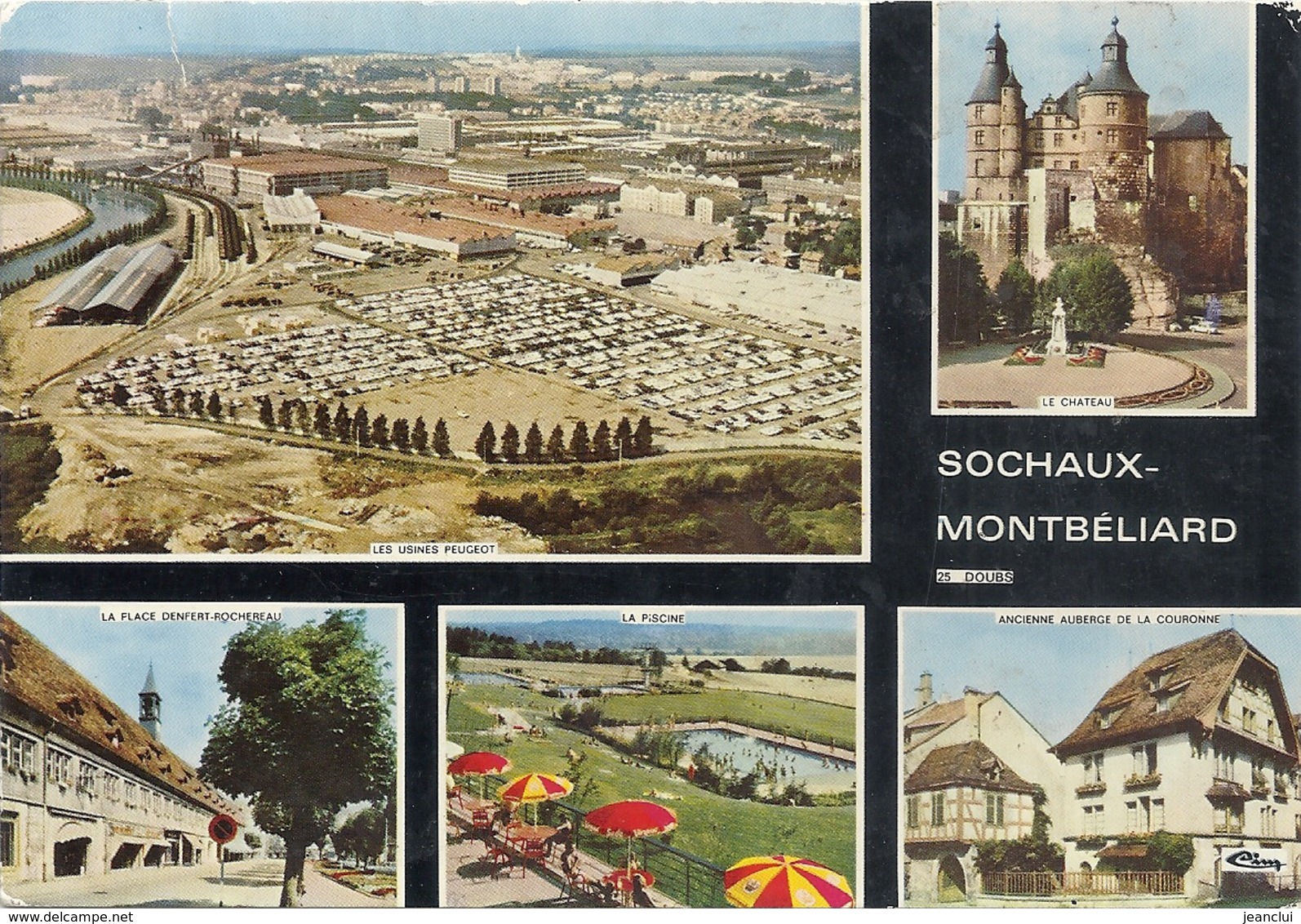 CPM . MULTIVUES "  SOCHAUX-MONTBELIARD  " AFFR AU VERSO EN 1976 . 2 SCANES - Sochaux