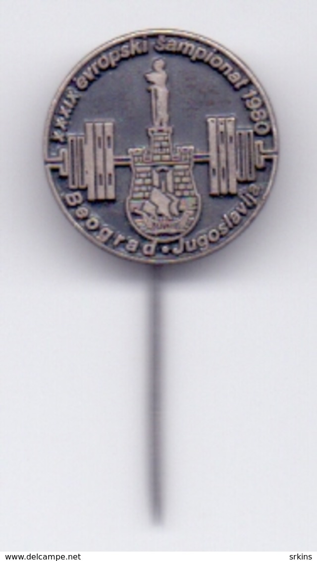 Pin XXXIX Weightlifting European Championship 1980 Belgrade Yugoslavia Pin Badge - Weightlifting