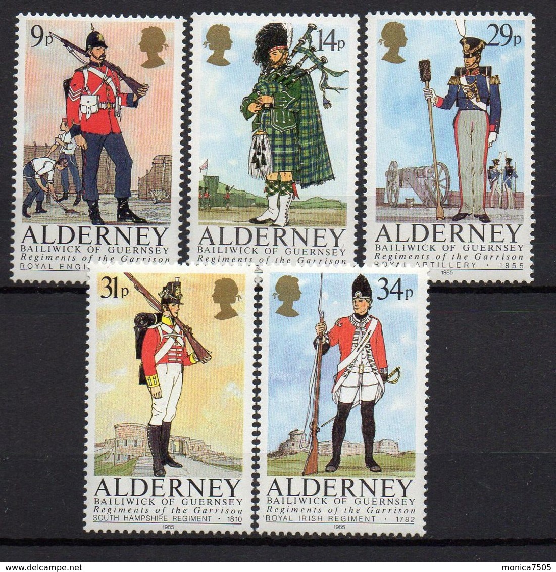 ALDERNEY/AURIGNY ( POSTE ) : Y&T  N°  23/27  TIMBRES  NEUFS  SANS  TRACE  DE  CHARNIERE . - Alderney