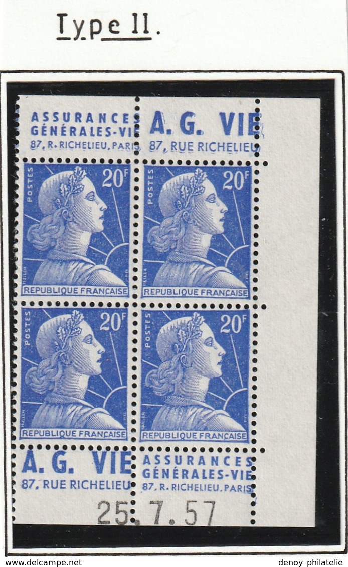 France Coindate Publicitaire Du Numero 1011Ba  Du 25 7  57 Type II - 1950-1959