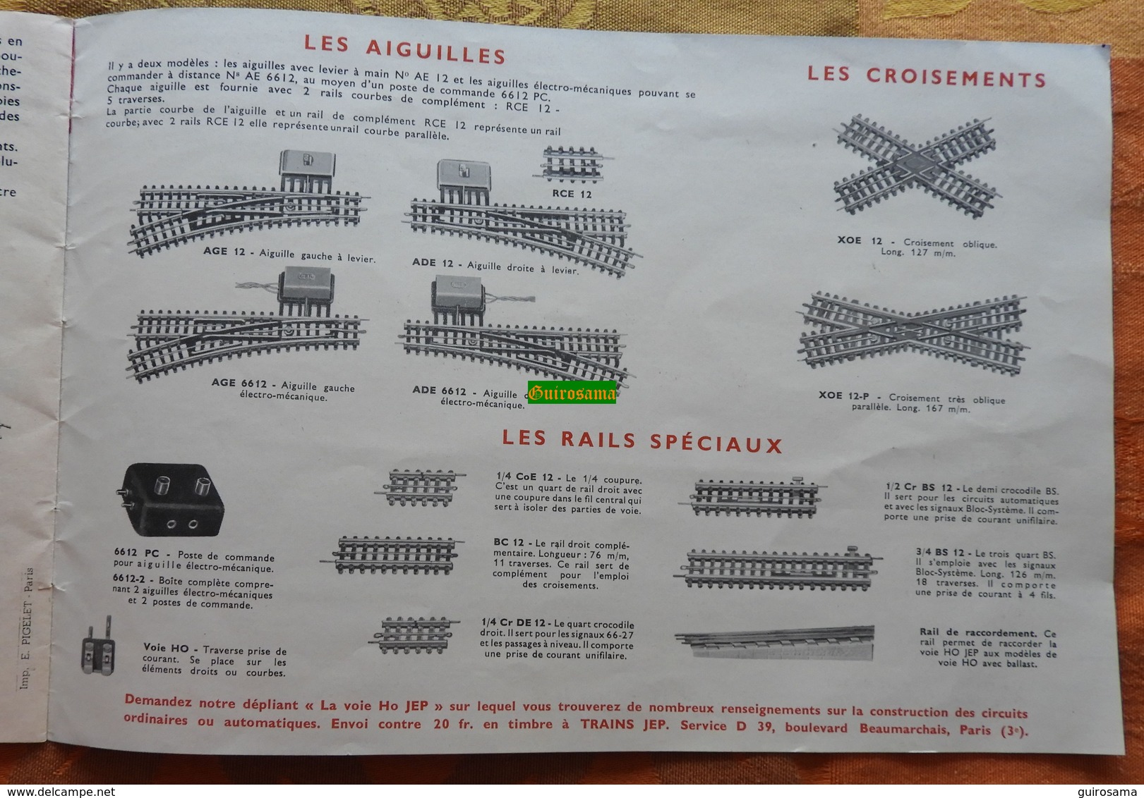 Catalogue JEP bleu voie HO série 60, dess Georges AROU, avec prix (tarif B8) : trains JEP - 1957