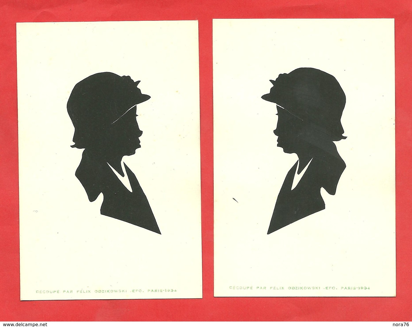 Silhouettes Bustes De Femme Les 2 Profils Découpés Par F.Odzikowski -efo-.Paris 1934 - Silhouettes