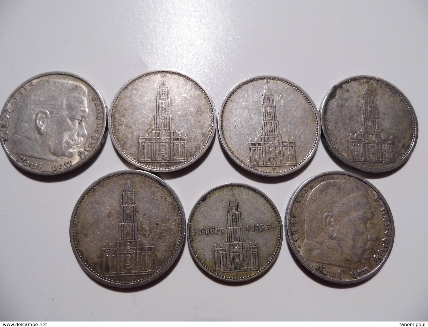 LOT DE SEPT PIECES ALLEMANDES EN ARGENT - Deutsches Reich