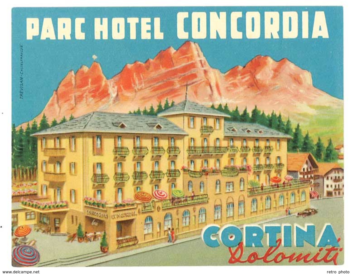 étiquette D'Hôtel / Bagages, Valise : Parc Hotel Concordia , Cortina , Dolomiti - Etiquettes D'hotels