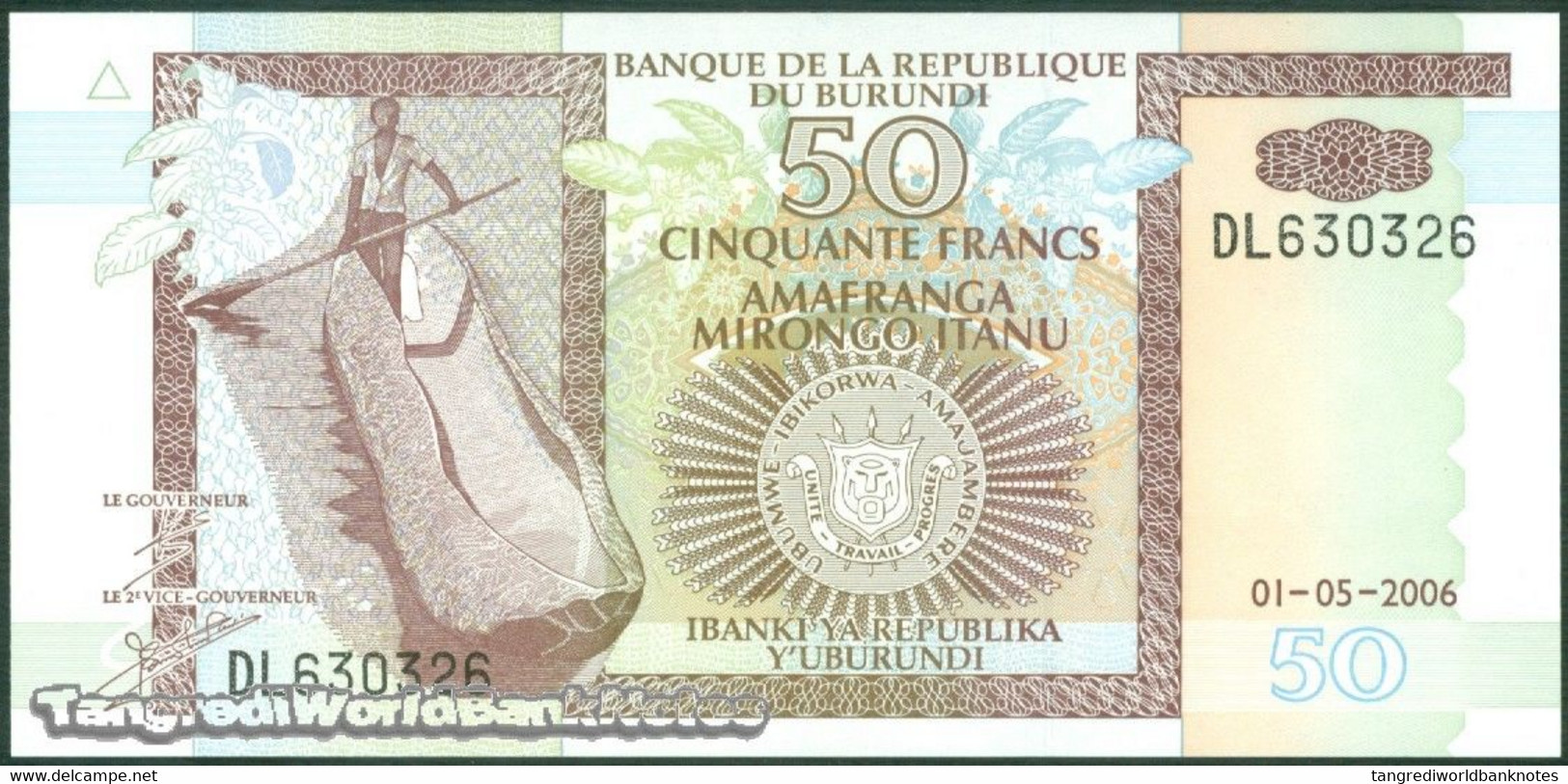 TWN - BURUNDI 36f - 50 Francs 1.5.2006 Prefix DL UNC - Burundi