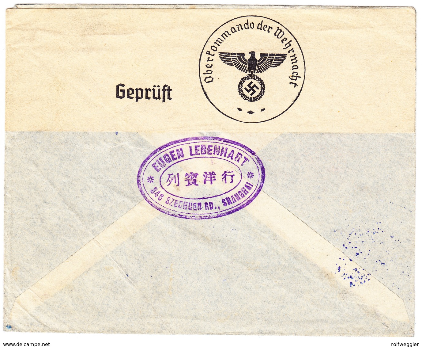 1939 Flugbrief Aus Shanghai Via Hong Kong Nach Brno Mähren (Brünn Tschechien) - 1912-1949 Republic