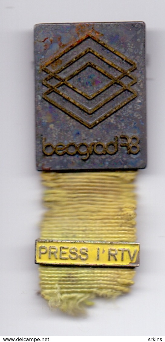 Damaged Partipation Pin Badge PRESS World Championship Yugoslavia Belgrade 1978.,Beograd 78 , Amateur Boxing - Kleding, Souvenirs & Andere