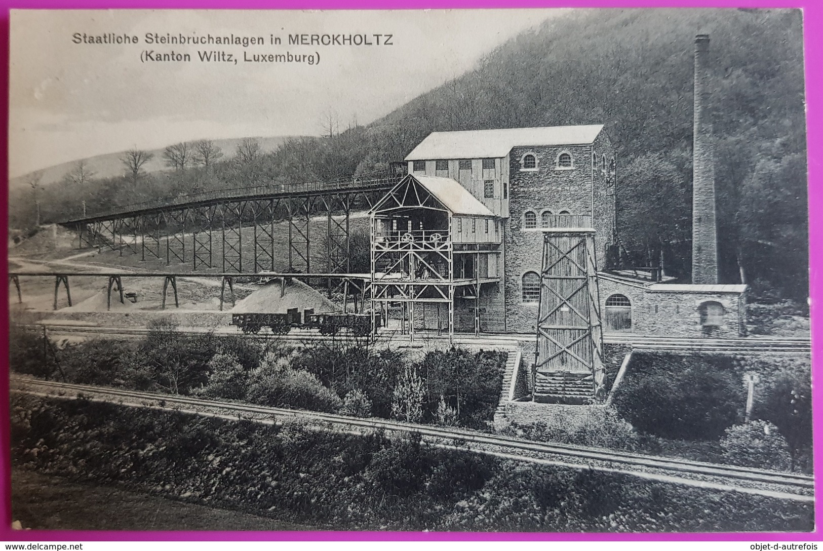 Cpa Staatliche Steinbruchanlagen In MERCKHOLTZ Kanton Wiltz Luxemburg Carte Postale Luxembourg Kiischpelt Rare - Wiltz