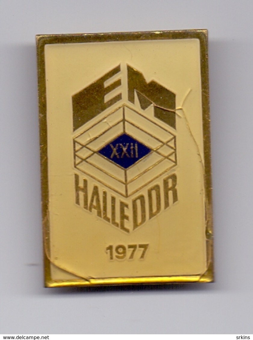 Damaged Pin Badge European Championship HALLE DDR Germany Deutschland - Apparel, Souvenirs & Other