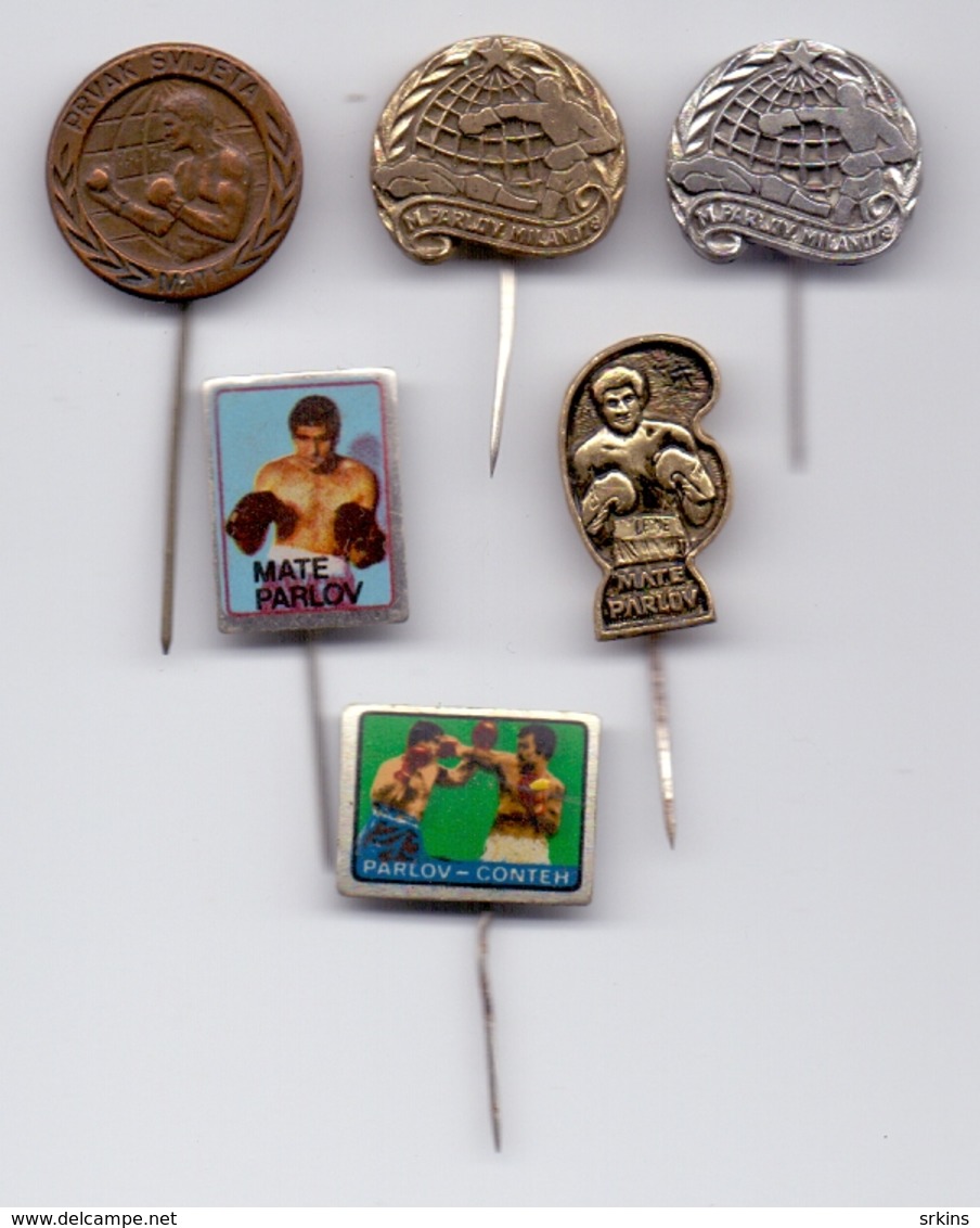 6 Different Pins Mate Parlov Yugoslavia Boxing Box World, European, Olympic Champion - Habillement, Souvenirs & Autres