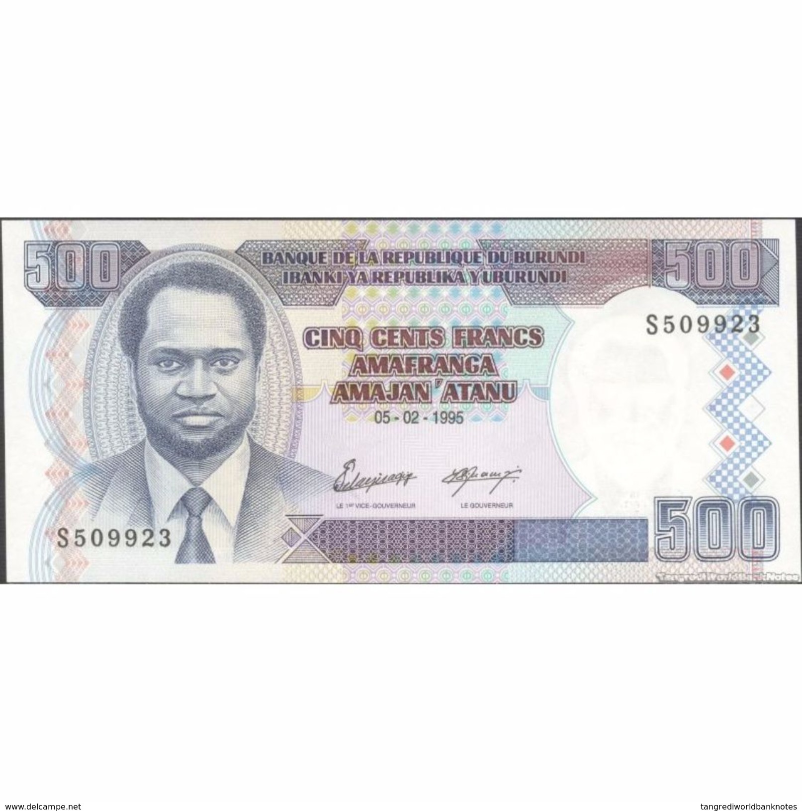 TWN - BURUNDI 37A - 500 Francs 5.2.1995 Prefix S UNC - Burundi