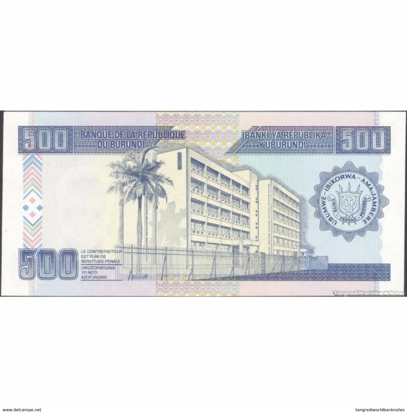 TWN - BURUNDI 37A - 500 Francs 5.2.1995 Prefix S UNC - Burundi