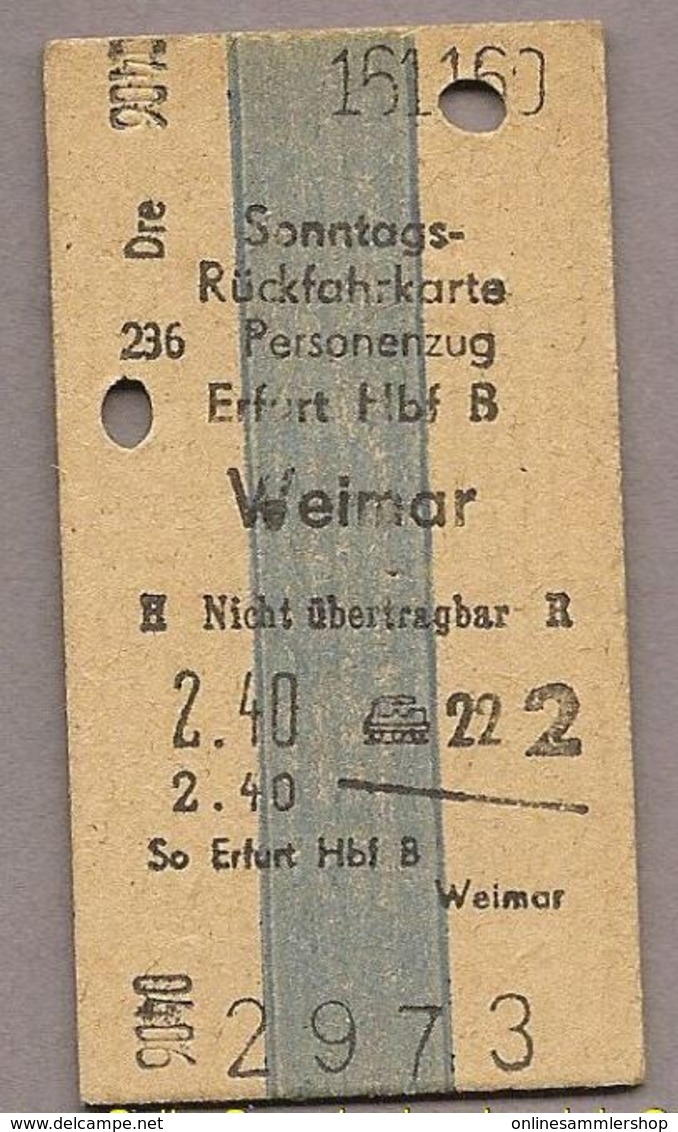 BRD - Pappfahrkarte (DR) -  Erfurt - Weimar Von 1960 - Europa