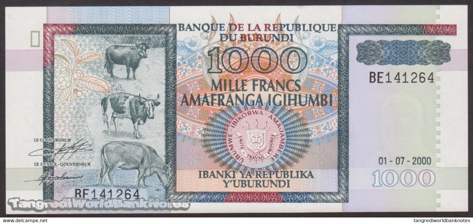 TWN - BURUNDI 39c - 1000 1.000 Francs 1.7.2000 Prefix BE UNC - Burundi