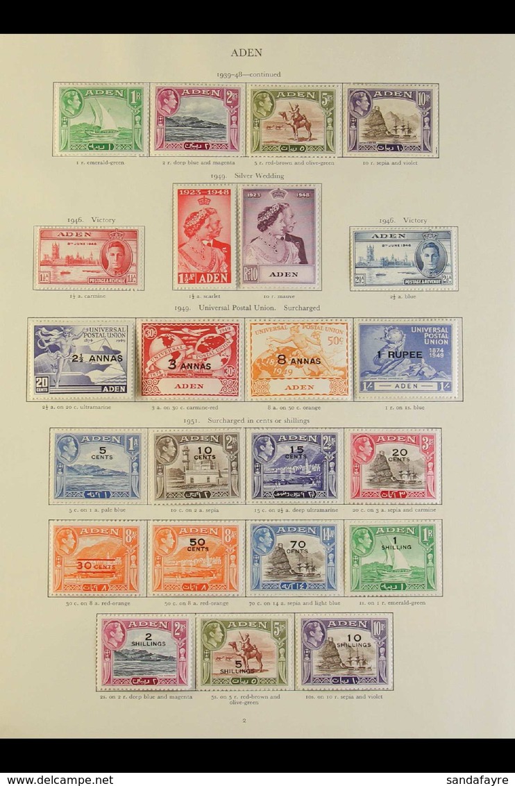 1937-1951 ADEN & STATES VERY FINE MINT All Different Collection On Printed Pages. With Aden Complete Basic Run From 1937 - Aden (1854-1963)