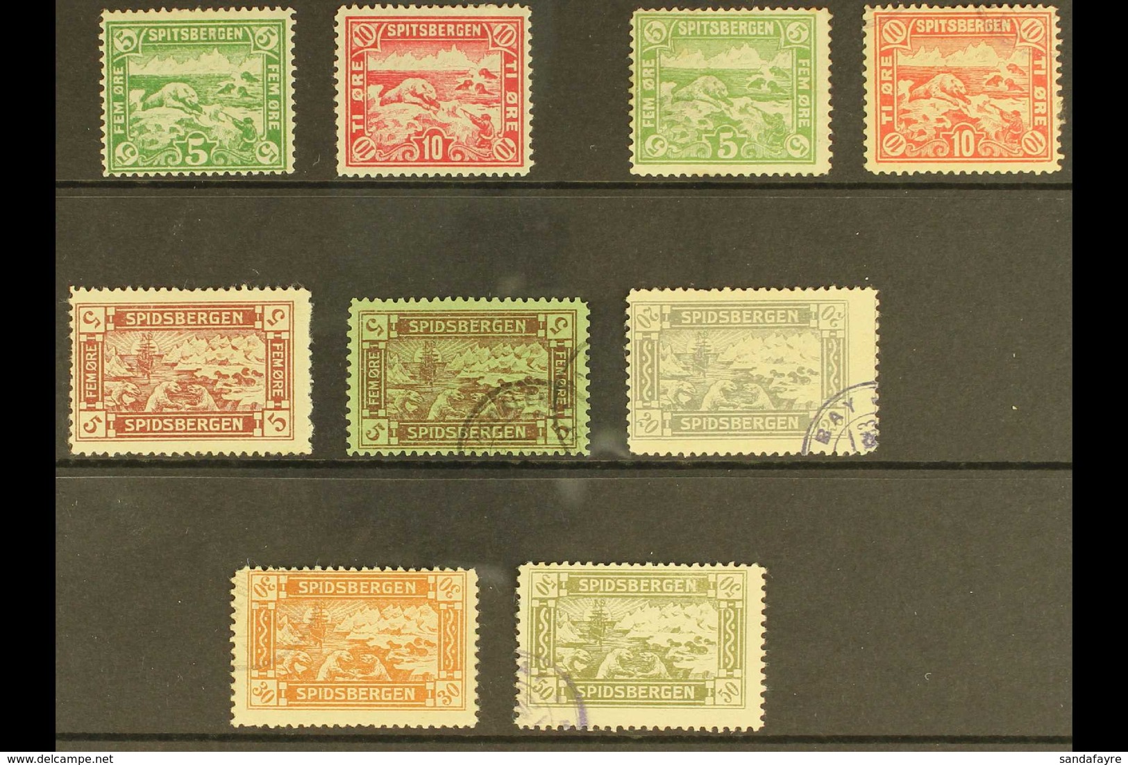 SPITZBERGEN 1900's All Different Selection Of Local Stamps On A Stock Card, Includes 1911 'Spitsbergen' First Printing 5 - Other & Unclassified