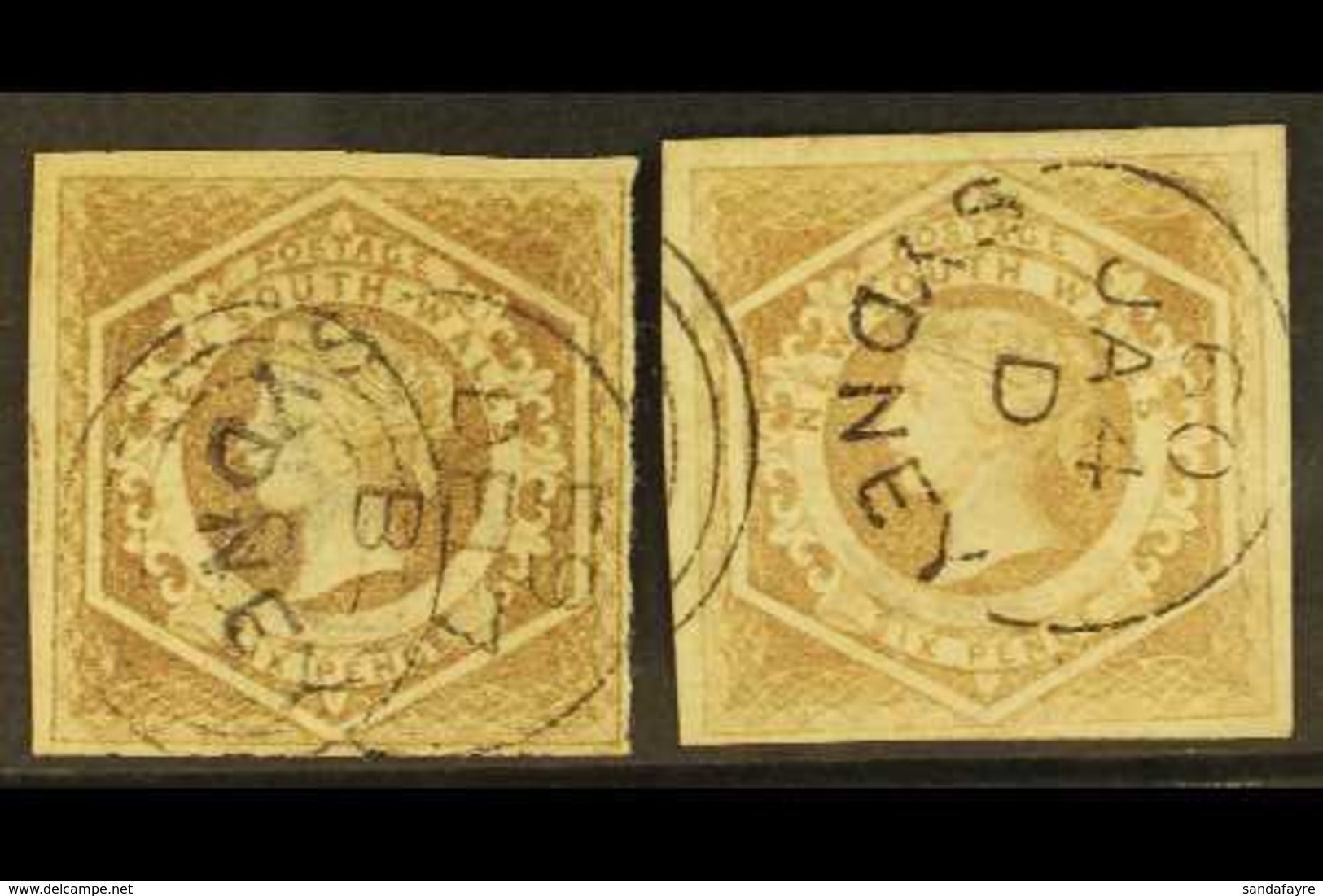 NEW SOUTH WALES 1854-59 6d Fawn Diadem, Error Of Watermark "8", SG 93a, Two Examples, One With Watermark Reversed, Each  - Sonstige & Ohne Zuordnung