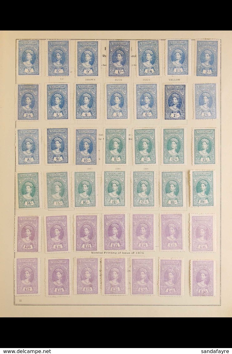 QUEENSLAND REVENUE STAMPS - IMPRESSED DUTY 1895 Complete Set Of 63 Stamps, 3d To £500, With Original Gum And Embossed Co - Otros & Sin Clasificación