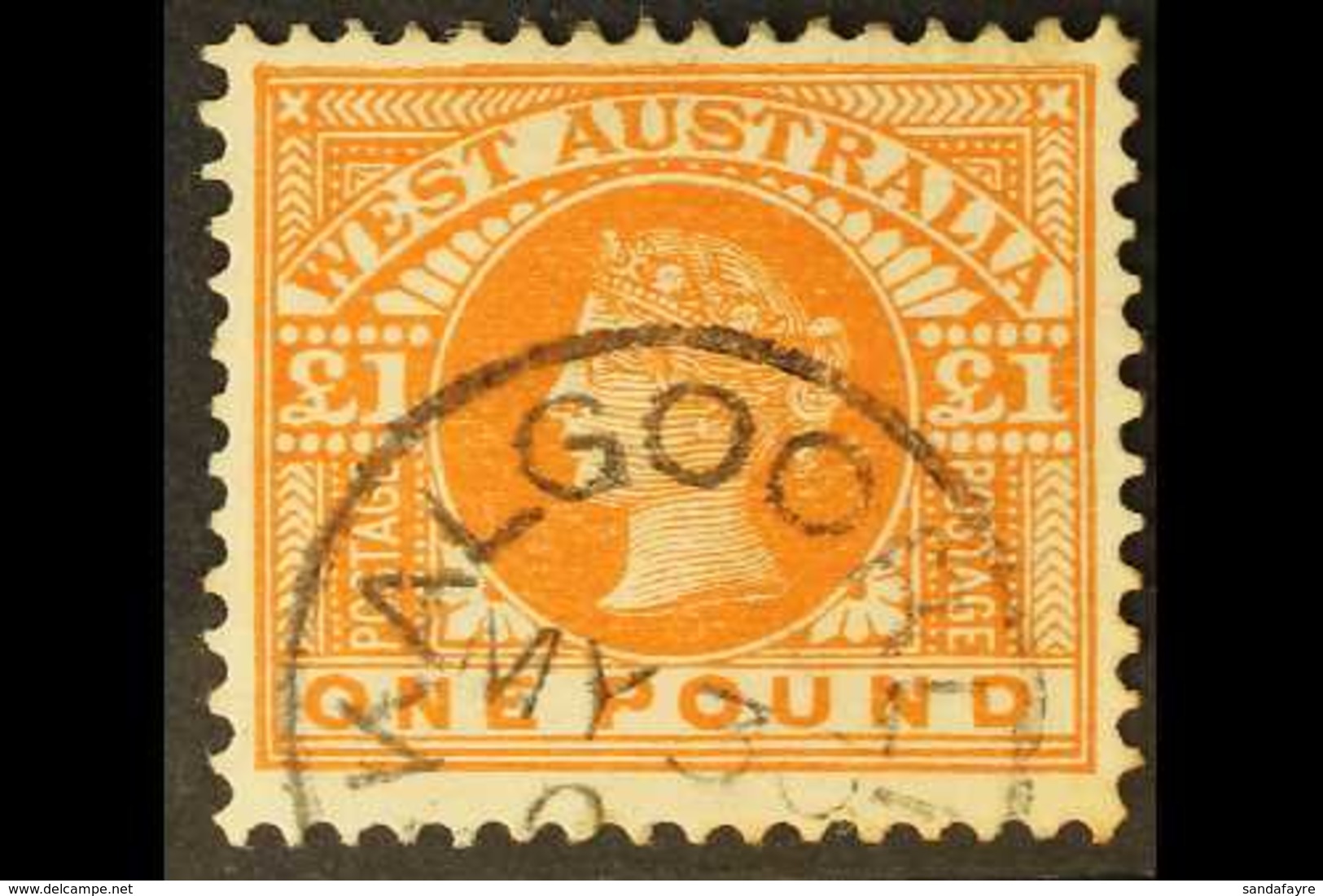 WESTERN AUSTRALIA 1902-11 £1 Orange-brown, Wmk V Over Crown, SG 128, Very Fine Used With KALGOORLIE C.d.s. Postmark. For - Sonstige & Ohne Zuordnung