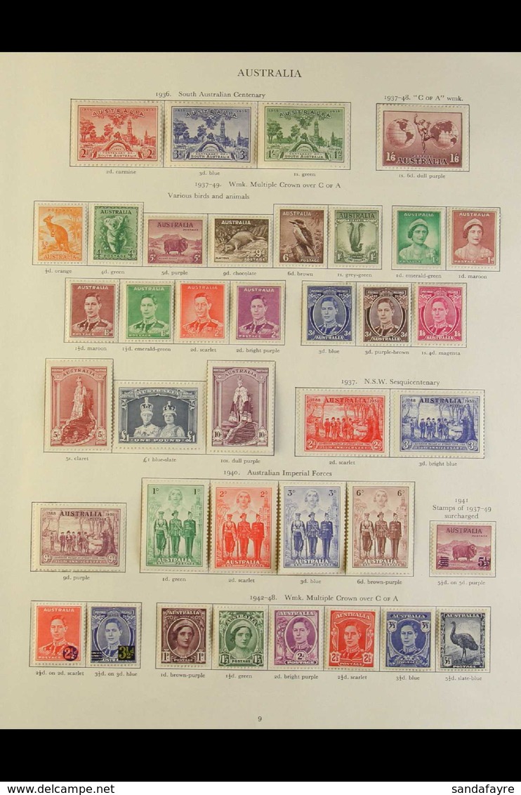1936-1952 VERY FINE MINT All Different Collection On Printed Pages. A Complete Basic Run From 1936 Centenary Of South Au - Other & Unclassified