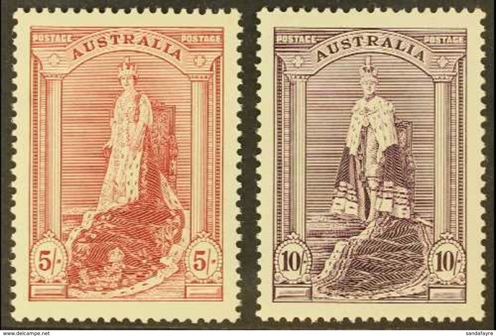 1937-49 5s Claret & 10s Dull Purple "Robes," SG 176/7, Never Hinged Mint (2 Stamps). For More Images, Please Visit Http: - Autres & Non Classés