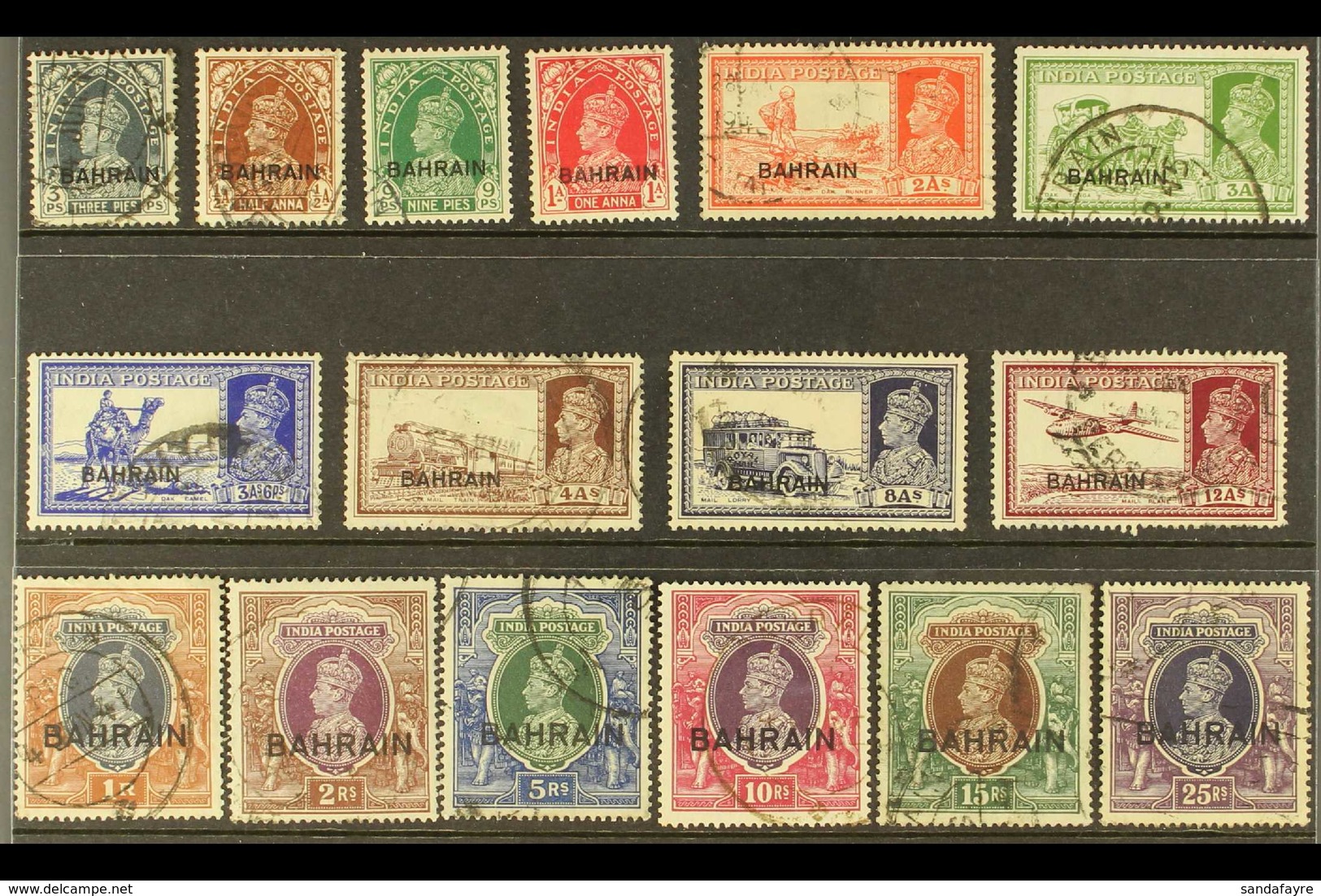 1938-41 Portrait & Pictorial Definitive Complete Set, SG 20/37, Good To Fine Cds Used. (16 Stamps) For More Images, Plea - Bahreïn (...-1965)