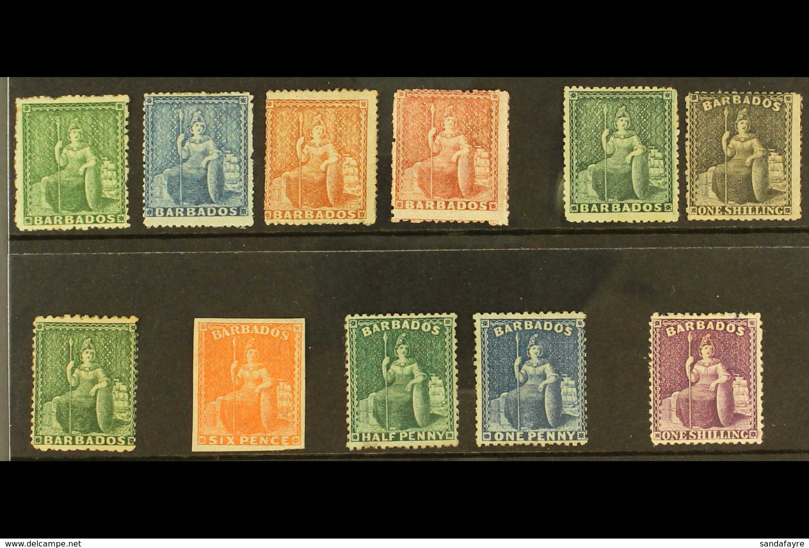 1861-1878 MINT "BRITANNIAS" Attractive Selection Comprising 1861-70 (no Wmk) ½d, 1d And 4d (2 Different Shades); 1870 (L - Barbados (...-1966)