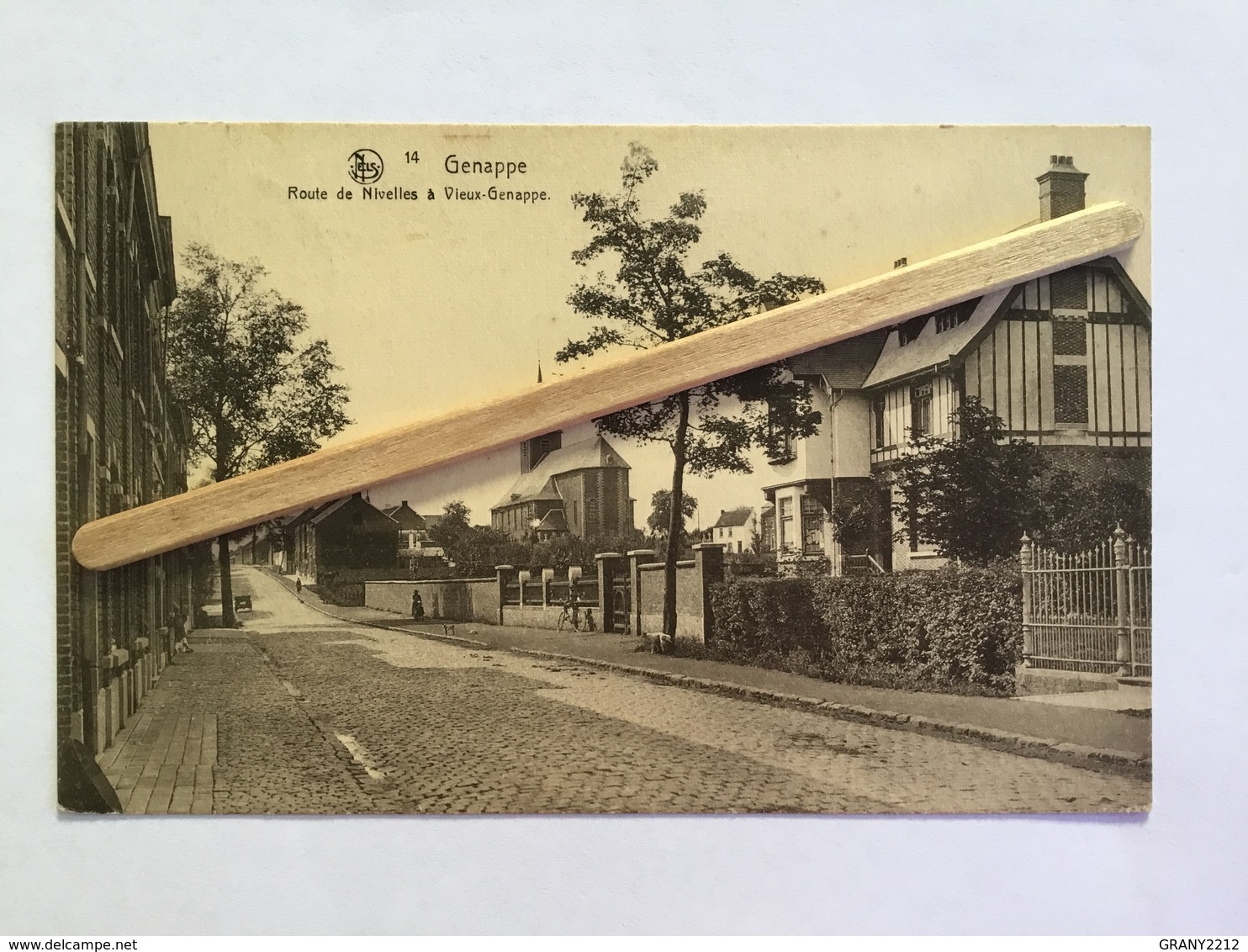 GENAPPE Nº 14 »ROUTE DE NIVELLES À VIEUX - GENAPPE « Panorama,animée,cycliste(1933)E.P.Dohet-Baude NELS - Genappe