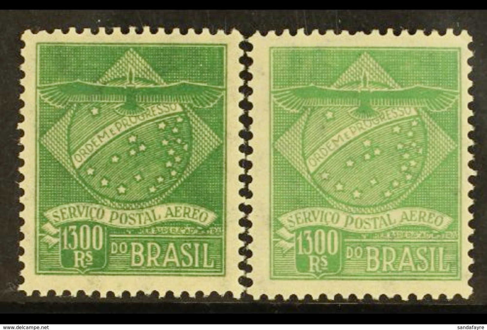 PRIVATE AIR COMPANY LOCAL STAMPS CONDOR SYNDICATE 1927 1300r Green & 1300r Pale Green (1937 Printing) Both Without 'Synd - Other & Unclassified