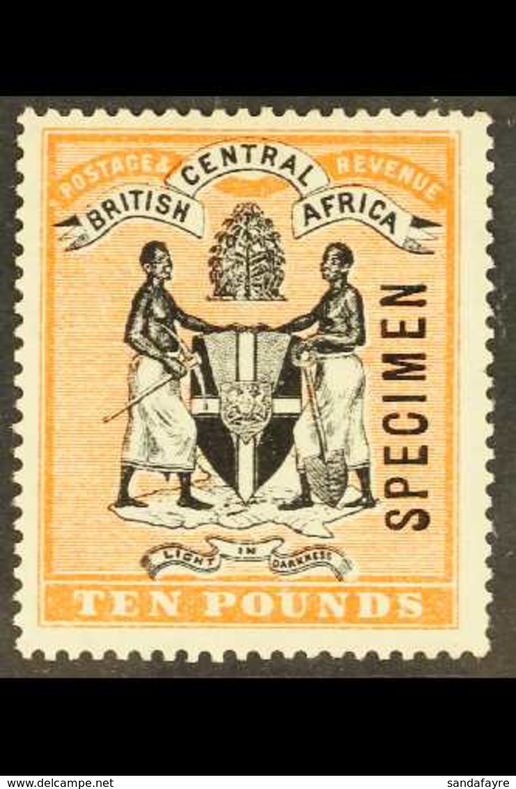 1896 £10 Black & Orange, SPECIMEN Opt, SG 41s, Very Fine Mint For More Images, Please Visit Http://www.sandafayre.com/it - Nyasaland (1907-1953)