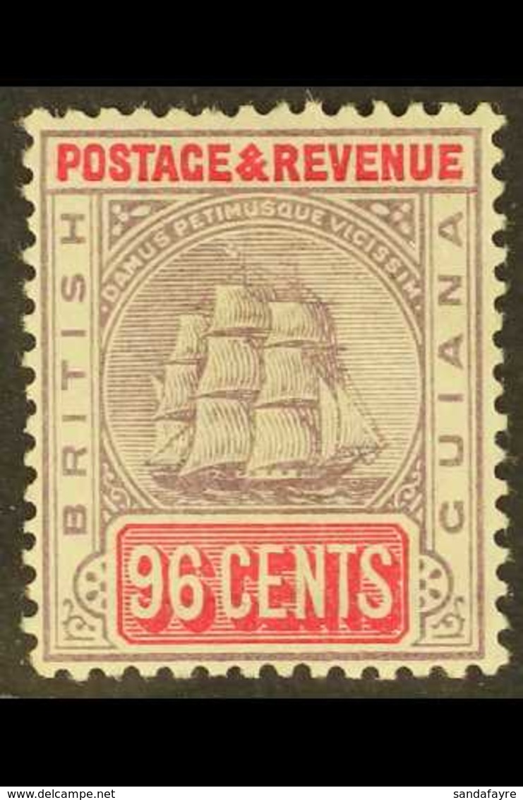 1889 96c Dull Purple & Carmine, Wmk Reversed, SG 205x, Fine Mint Seldom Seen Issue For More Images, Please Visit Http:// - British Guiana (...-1966)