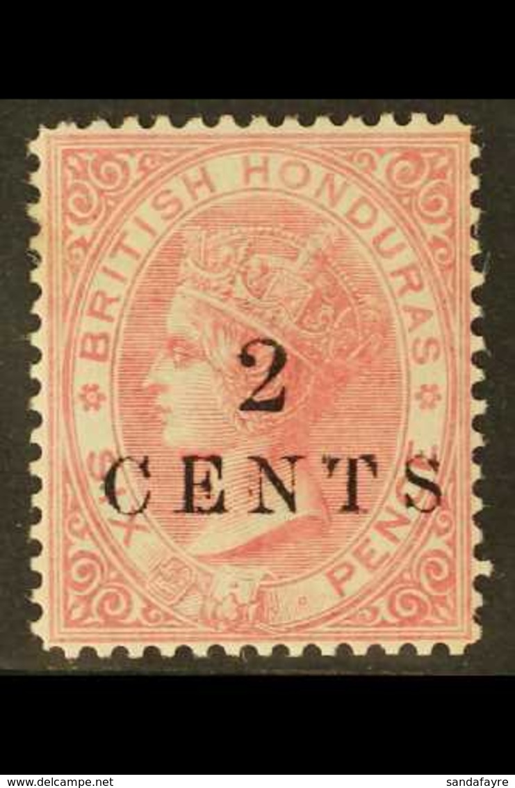 1888 2c On 6d Rose, CC Wmk Perf 14, SG 25, Very Fine Mint For More Images, Please Visit Http://www.sandafayre.com/itemde - British Honduras (...-1970)