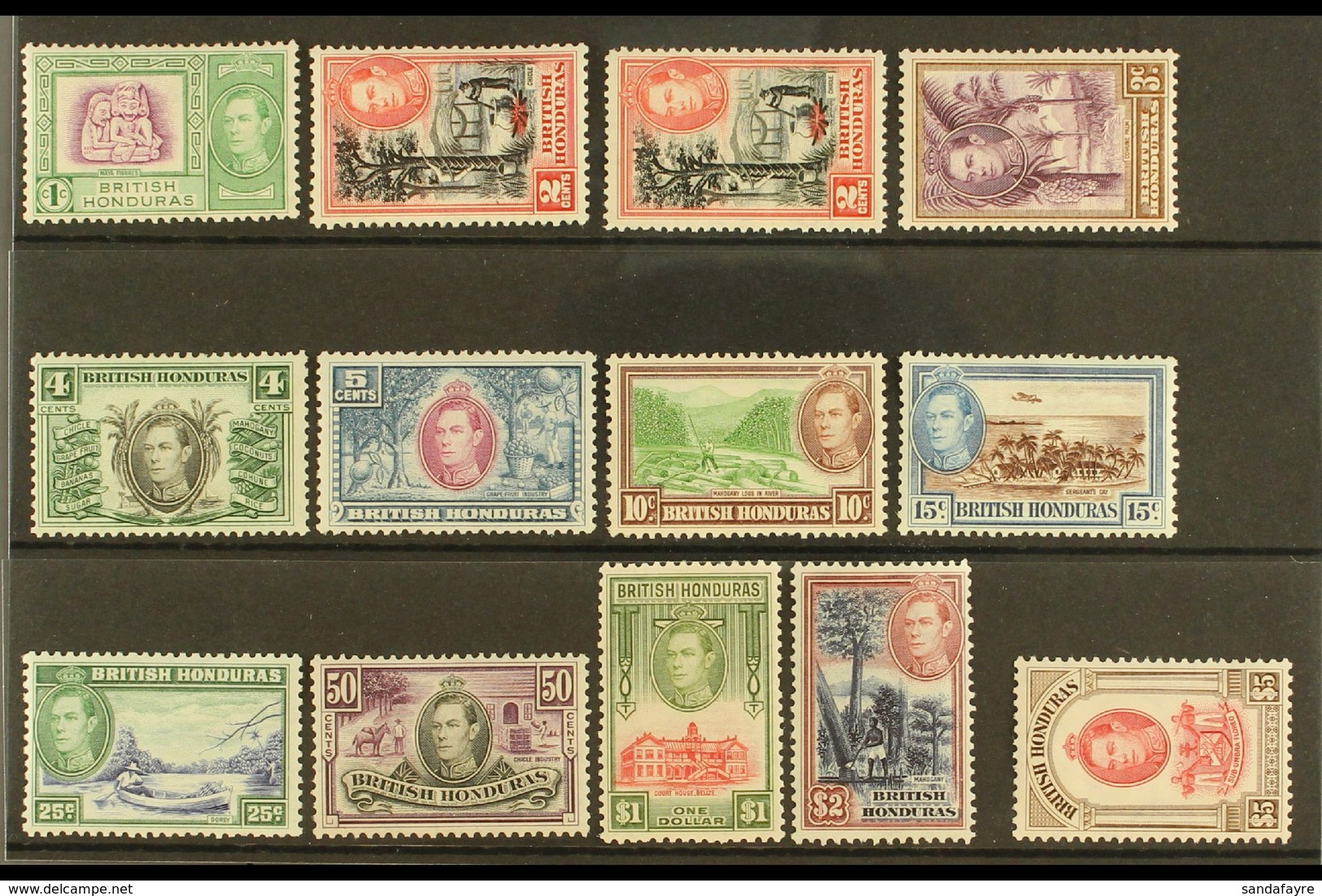 1938-47 Pictorials Complete Set Inc Both 2c Perforation Types, SG 150/61 & 151a, Very Fine Mint, Fresh. (13 Stamps) For  - British Honduras (...-1970)