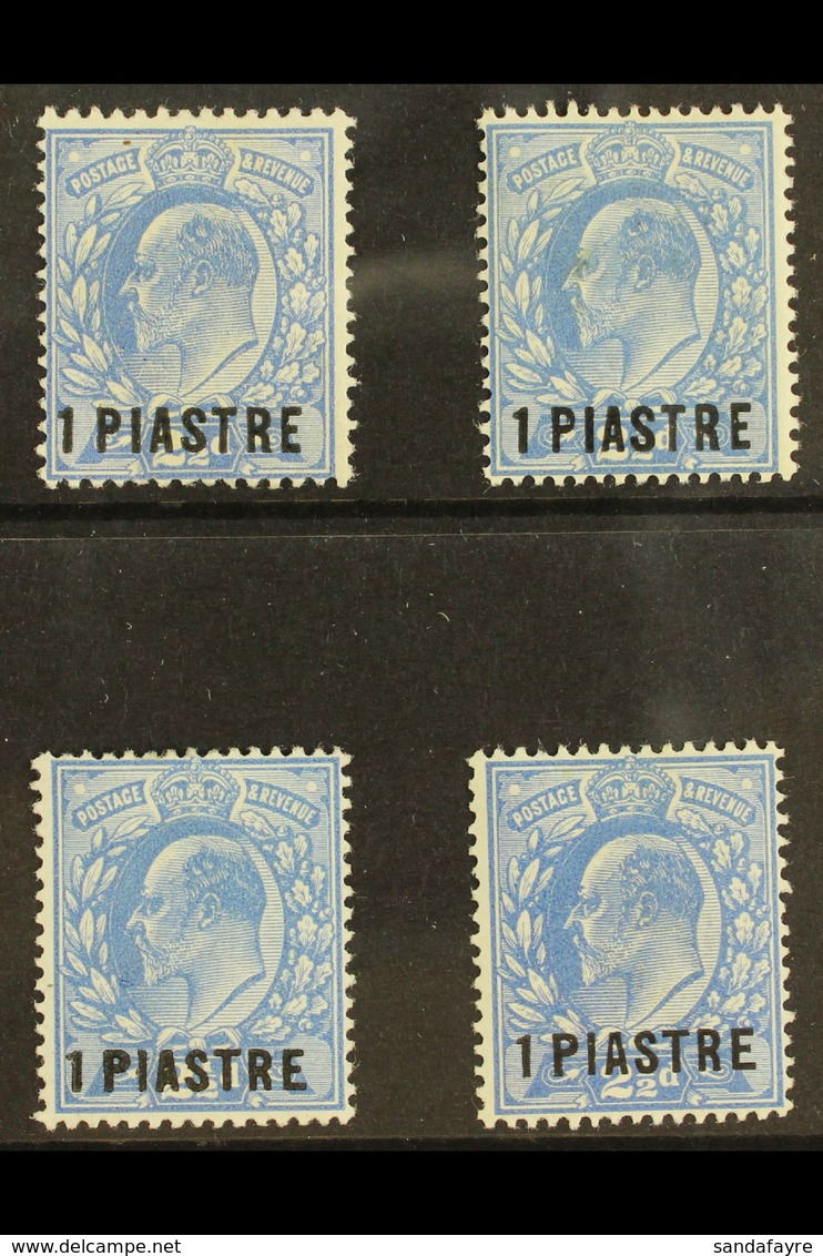 1911 - 1913 1pia On 2½d Bright Ed VII Surcharged, SG 25/29, Very Fine And Fresh Mint. (4 Stamps) For More Images, Please - British Levant