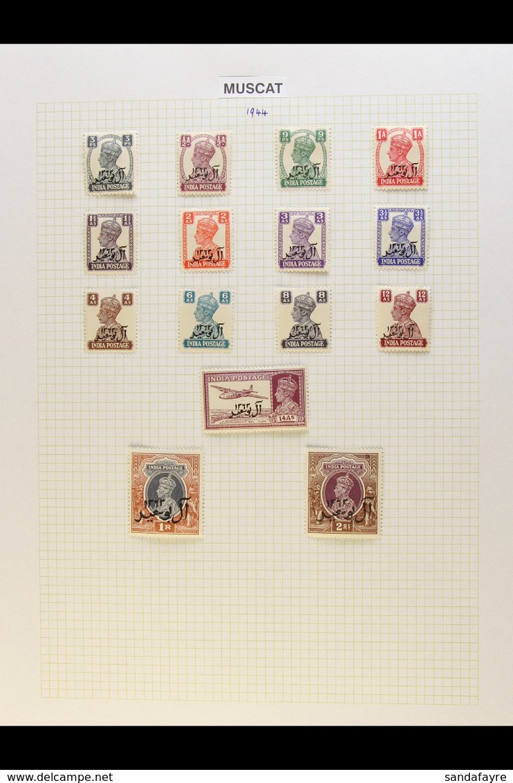 1944-1950 COMPLETE POSTAGE ISSUES. Mint & Used All Different Collection On Leaves, Inc Muscat 1944 Set Mint, Postal Agen - Bahrein (...-1965)