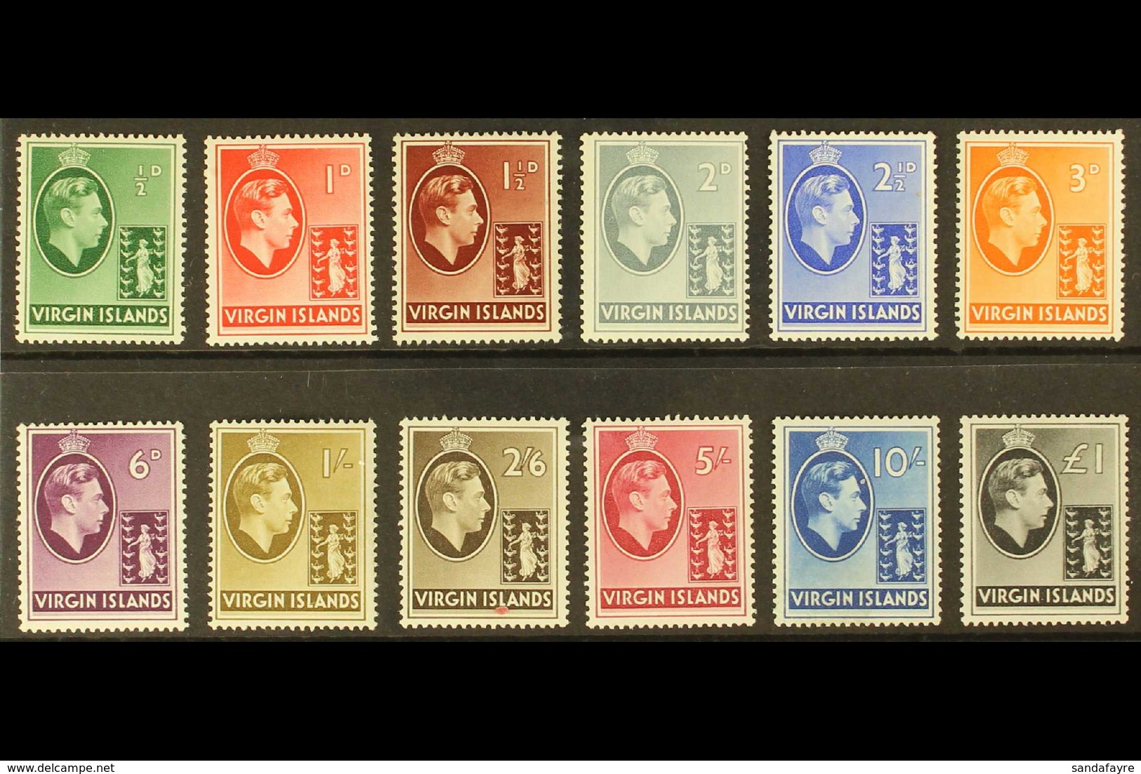 1938-47 KGVI Chalky Paper Complete Set, SG 110/21, Superb Mint, Very Fresh. (12 Stamps) For More Images, Please Visit Ht - Iles Vièrges Britanniques