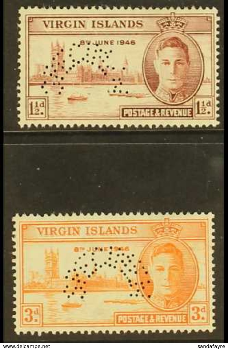 1946 Victory Pair, Perforated "Specimen", SG 122s/3s, Fine Mint. (2 Stamps) For More Images, Please Visit Http://www.san - British Virgin Islands