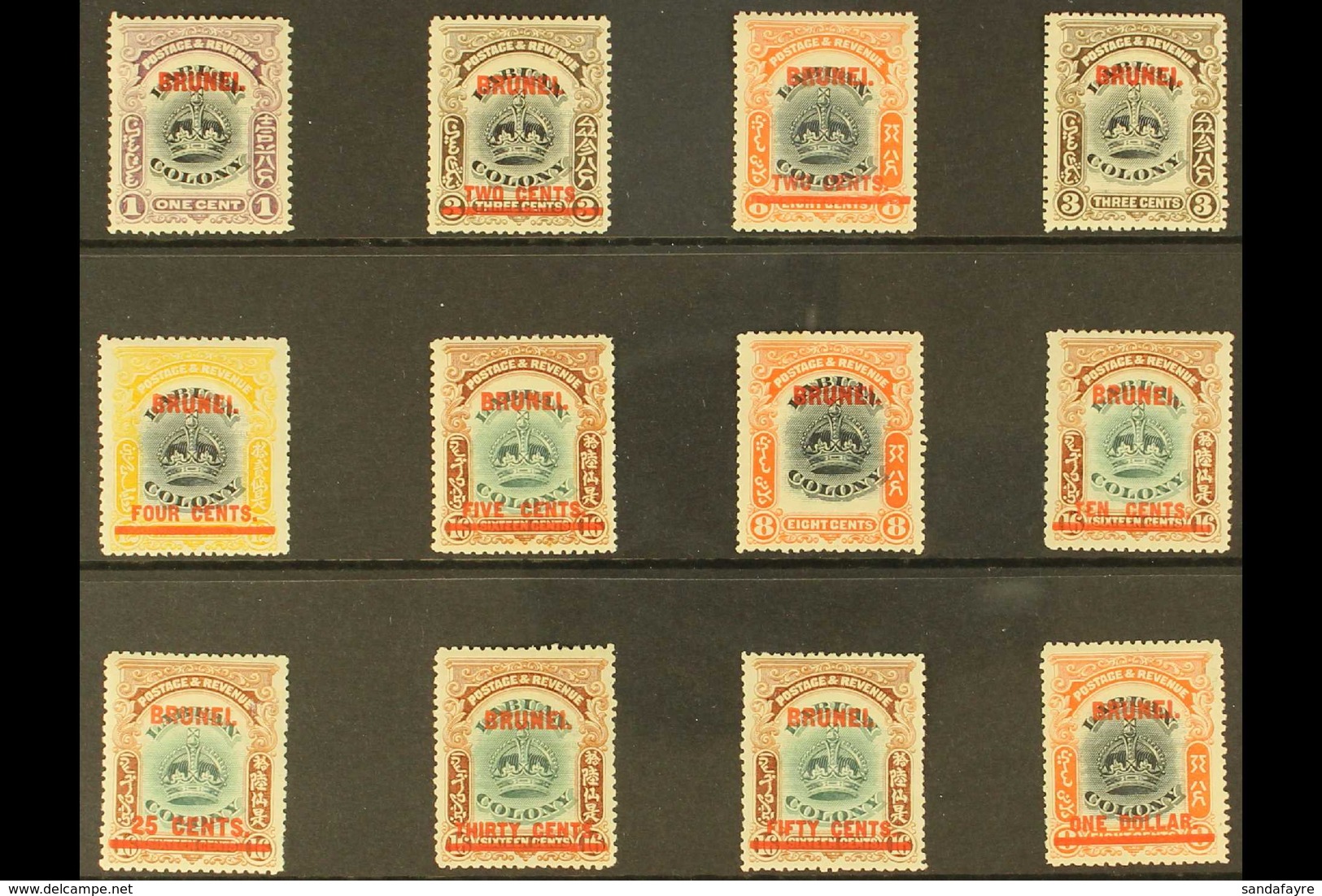 1906 Labuan Crown Colony "Brunei" Opt'd Set, SG 11/22, Fine Mint, Two Tiny Hinge Thins Do Not Detract (12 Stamps) For Mo - Brunei (...-1984)