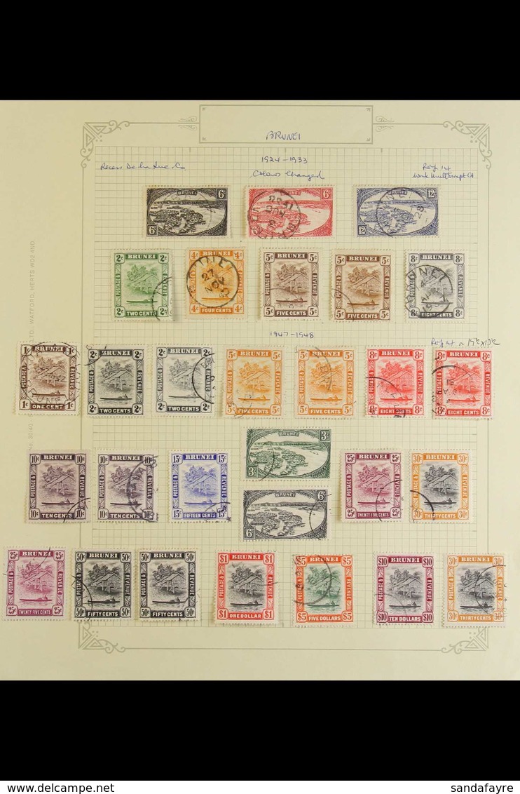 1908-1996 FINE USED COLLECTION On Leaves, ALL DIFFERENT, Includes 1908-22 Set To 10c, 50c & $1 Incl 3c Both Plates, 1924 - Brunei (...-1984)