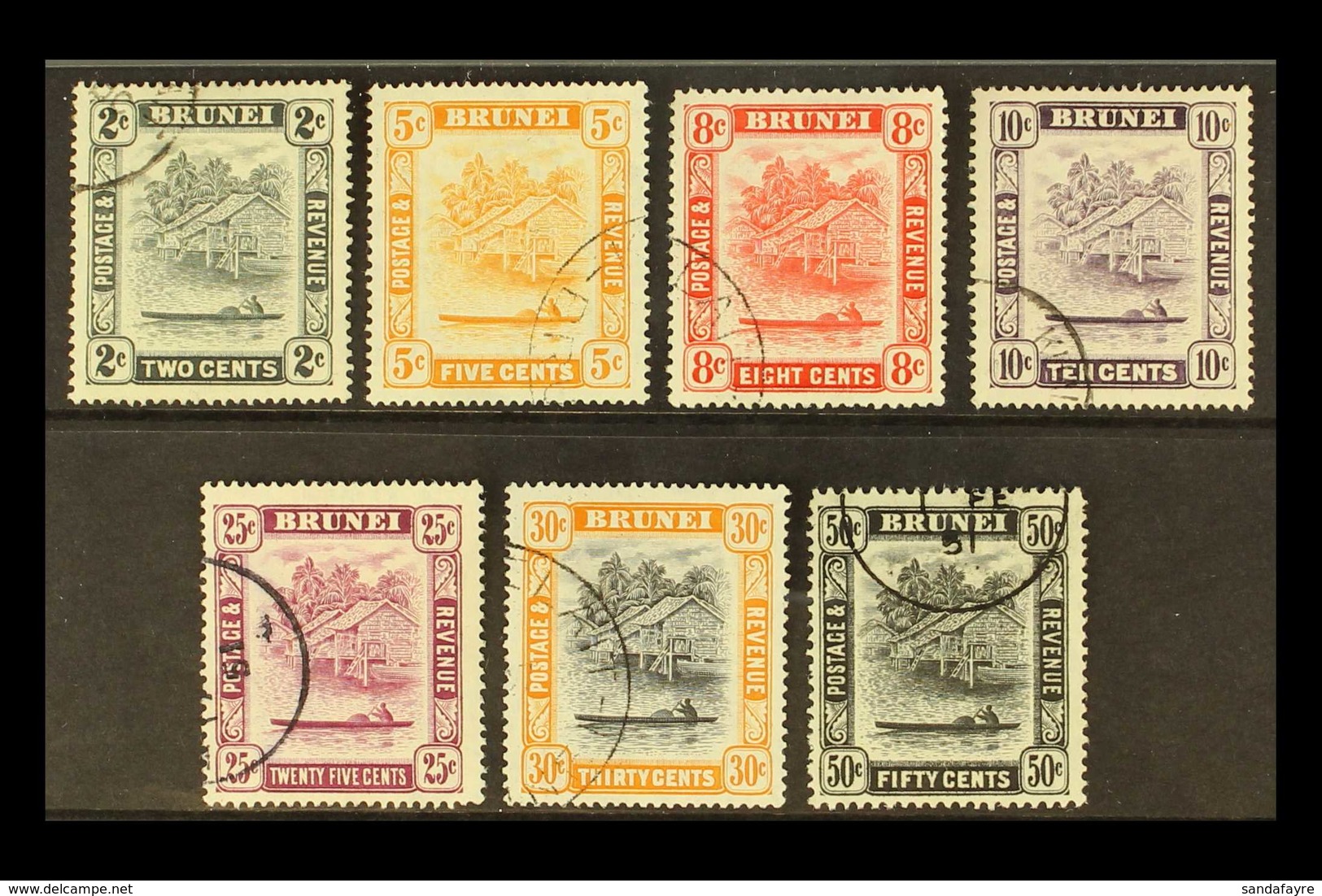 1947-51 Perforation Changes Complete Set, SG 80a/89a, Very Fine Cds Used, Fresh. (7 Stamps) For More Images, Please Visi - Brunei (...-1984)